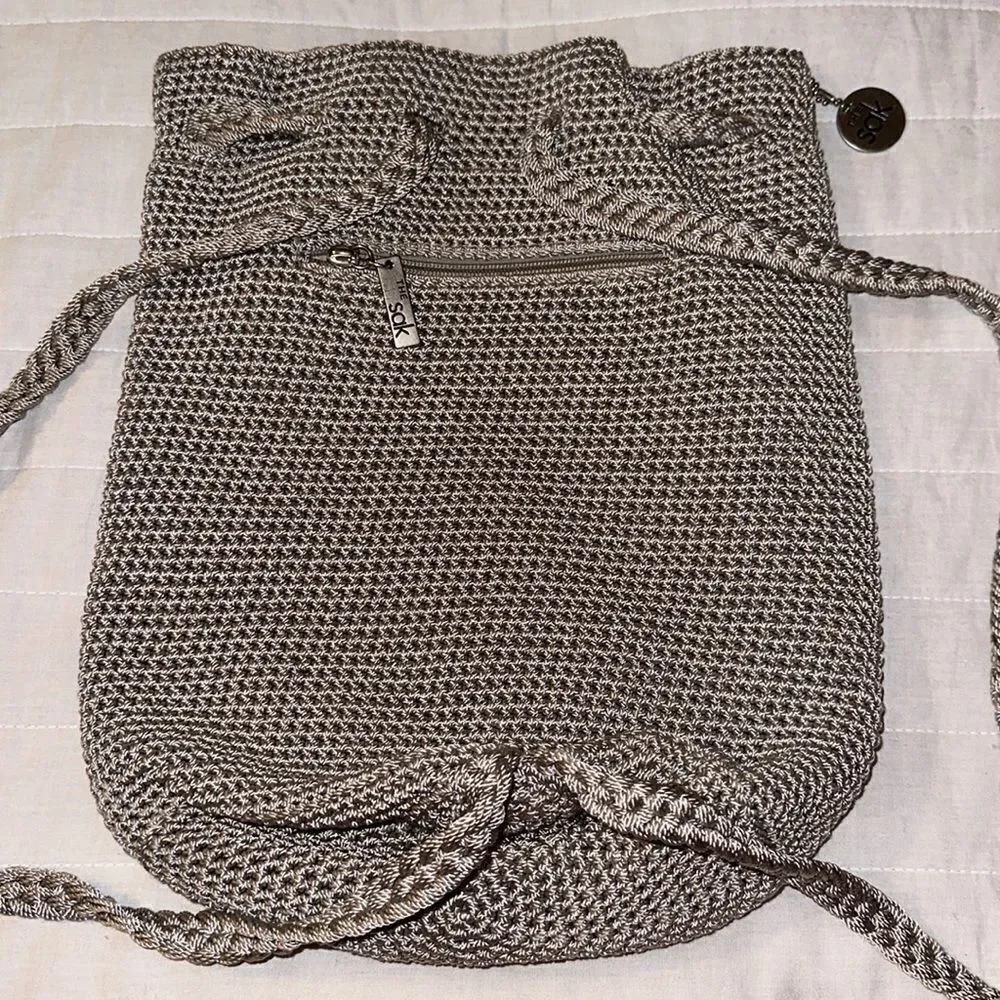 The Sak Tan Macrame Backpack String Bag Purse